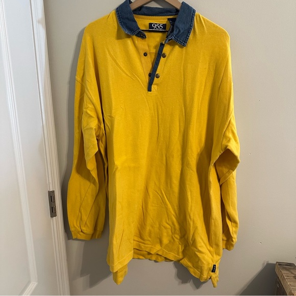Vintage 955 Originals Yellow Velour Polo Shirt size 2X - Picture 1 of 6